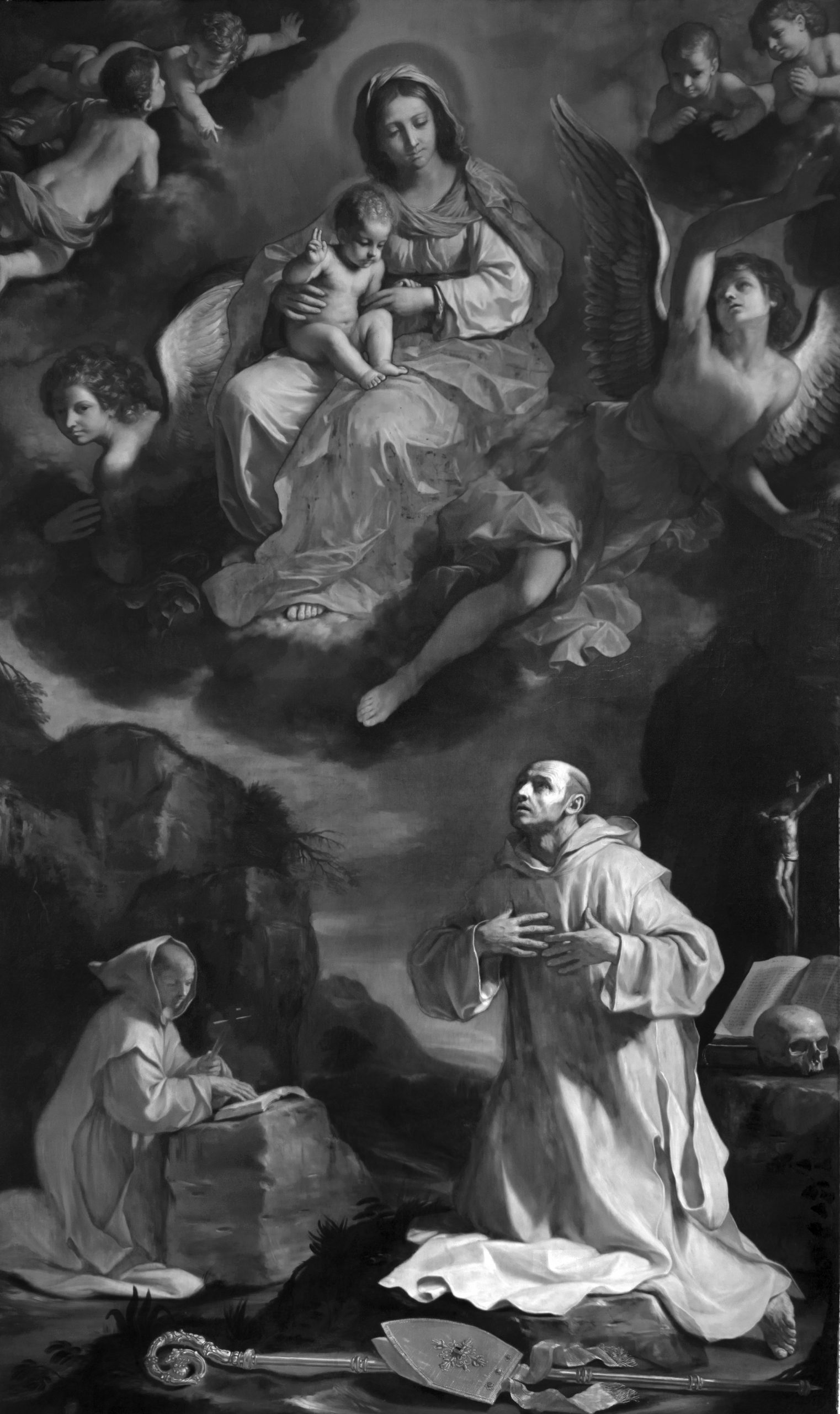 San Bruno in adorazione della Madonna col Bambino, Immagine in infrarosso