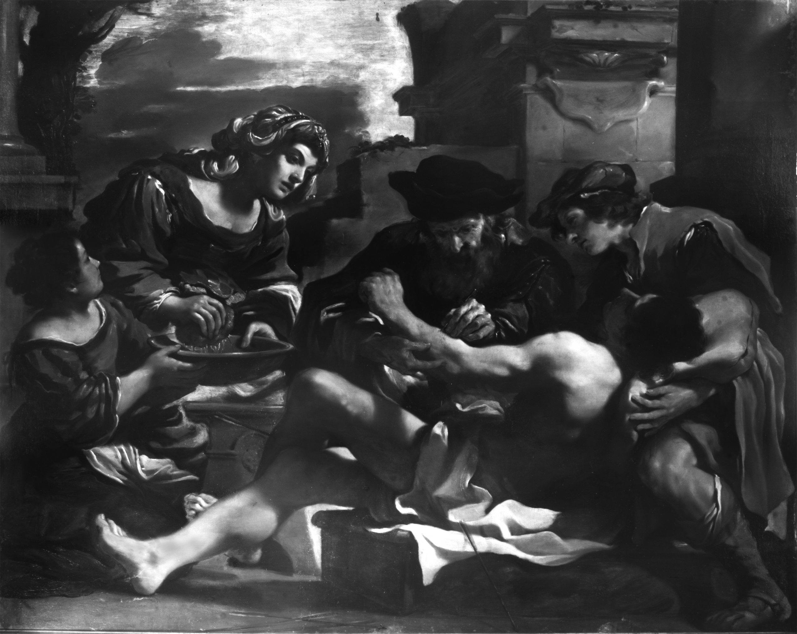 San Sebastiano soccorso da Irene, Immagine in infrarosso