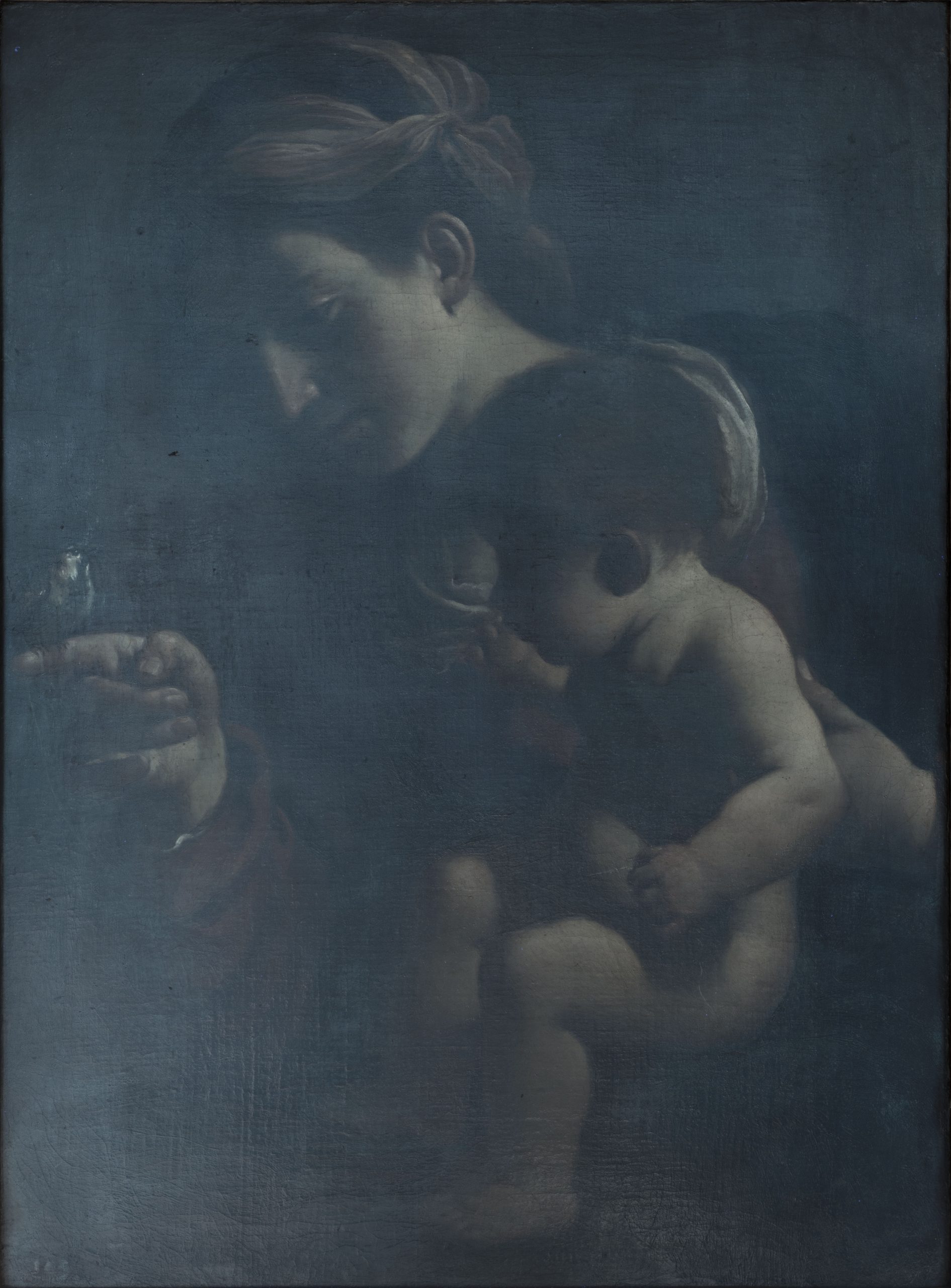 Madonna del passero, Immagine in fluorescenza visibile indotta da radiazione ultravioletta (UVF)