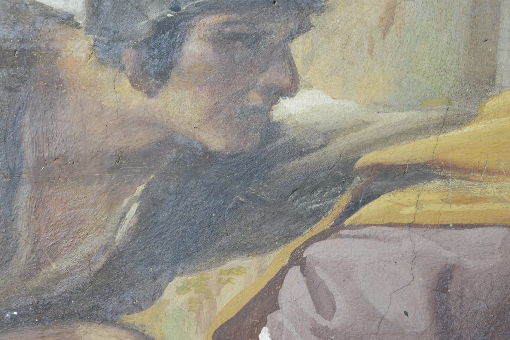 Testa del soldato, particolare in luce visibile.