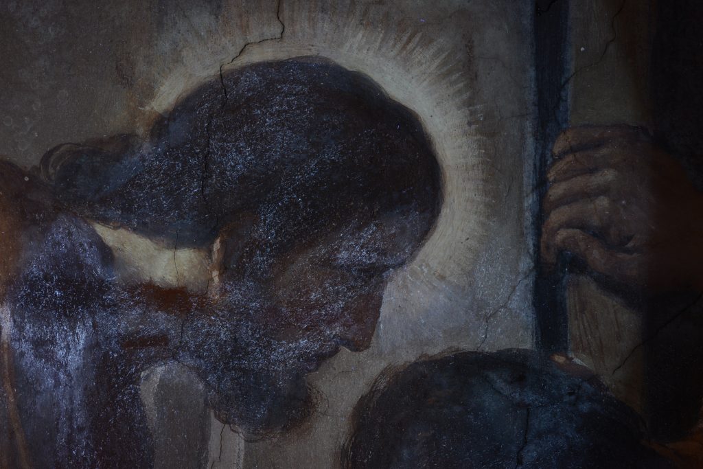 Testa di San Rocco, particolare in luce UV.